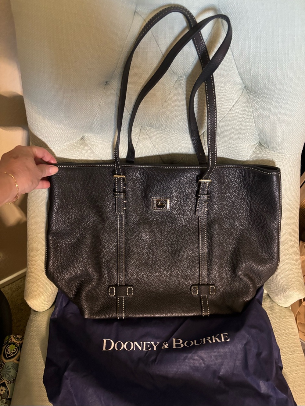Dooney & Bourke Black Pebble Leather Shoulder Tote